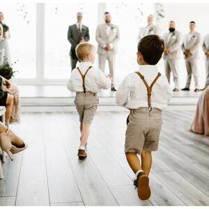 Kids Skinny faux Leather Suspenders with Silver Clips and Faux Leather S…